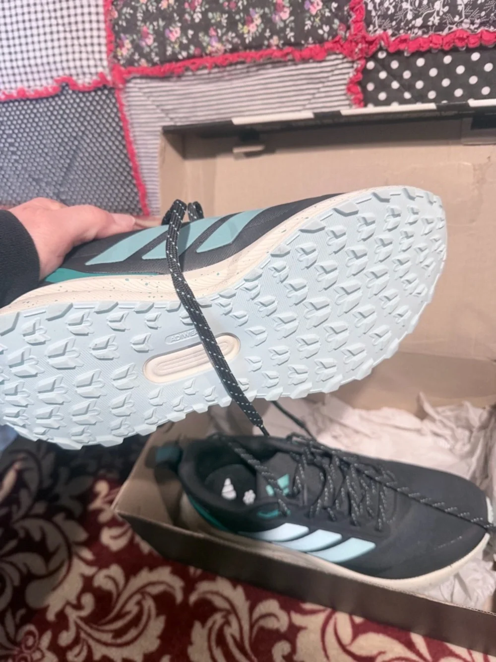 NIB Adidas unisex size 7 tennis shoes in dark grey and blue